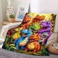 🎁Cute Smiling Dinosaurs HD Digital Print Flannel