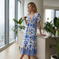 😍⏳Summer Hot Sale 49% Off🌼Printed Casual Dress With V-Neckline and Fringes on the Short Sleeves