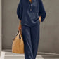 🔥 49% OFF🔥Women's Batwing Sleeve Linen Cotton Two-Piece Set – Casual Shirt & Wide Leg Pants Outfit