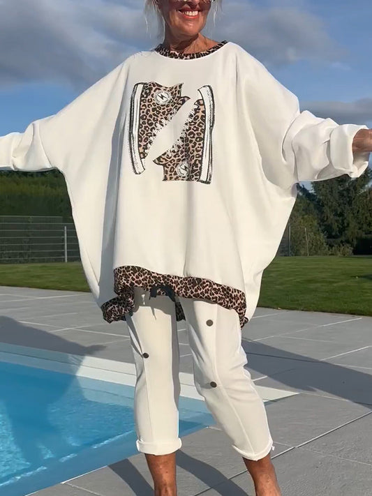 🎁LAST DAY SALE 49% OFF💛Women Round Neck Leopard Print Loose Casual Top