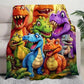 ⏳LAST DAY SALE 50% OFF!⏰🦖Cute Smiling Dinosaurs HD Digital Print Flannel Blanket