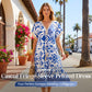 😍⏳Summer Hot Sale 49% Off🌼Printed Casual Dress With V-Neckline and Fringes on the Short Sleeves