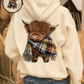 🎅LAST DAY SALE 50% OFF💖🎁Cute Highland Cow Cozy Fleece-Lined Hooded Sweatshirt🦬3