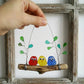 🐦  Colorful Sea Glass Bird Perch: Perfect Gift for Nature Lovers