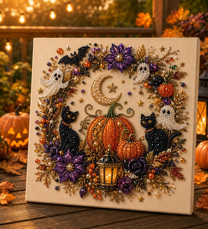 💥 Last Day 49% OFF👻✨🎃 Halloween Pearl Painting Kit – 5D DIY Beaded Art Craft Set with Full Tools ✨ | Spooky Pumpkin, Witch & Black Cat Design 🕯️ | Festive Wall Decor & Unique Gift for Adults & Teens 🎁