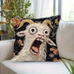 🐐Funny Screaming Goat Pillowcase - Short Plush Abstract Animal Print, Zipper Closure Home Party Decor