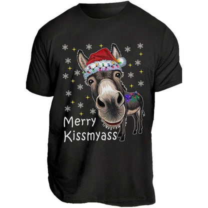 🎄 Funny Donkey Merry Kissmyass Christmas T-Shirt
