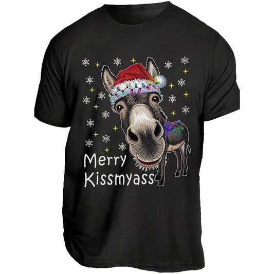 🎄 Funny Donkey Merry Kissmyass Christmas T-Shirt