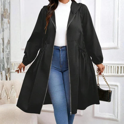 🎁Christmas Hot Sale 50% OFF🧥Casual Plus Size Drawstring Zip-Up Long Sleeve Hooded Coat