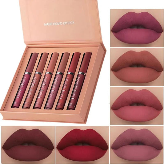 💄✨Long-Lasting Matte Lip Glaze Set – 6 Colours in One Box🎁💖