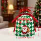 🍎Christmas Velvet Gift Bags, Drawstring Pouches with Handle, Xmas Santa Treat Sacks for Christmas Eve Apple, Candy & Small Gifts