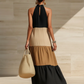 Spring Hot Sale 50% OFF!!🌿🌸Elegant Artistic Color Blocking Maxi Dress