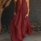 Sleeveless Stand-Collar Solid-Color Maxi Dress