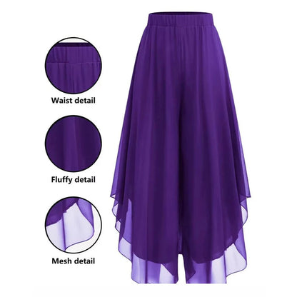 🏆Limited Time Sale 49% OFF🌊Women's Asymmetrical Chiffon Wide-Leg Pants