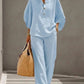 🔥 49% OFF🔥Women's Batwing Sleeve Linen Cotton Two-Piece Set – Casual Shirt & Wide Leg Pants Outfit
