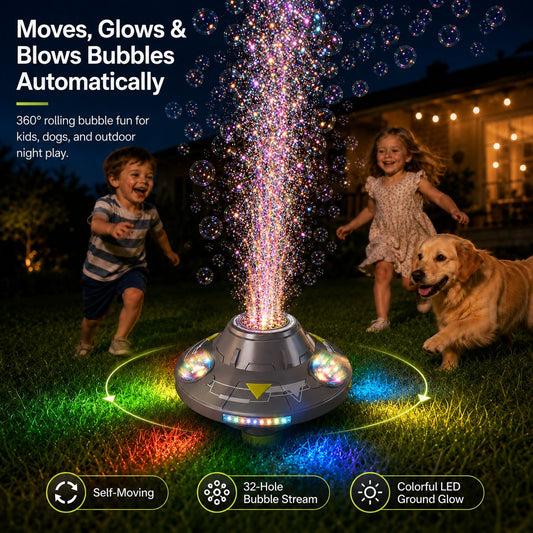 🛸 UFO Bubble Machine – Rolling LED Bubble Blower For Kids, Dogs & Outdoor Night Play✨❤️‍🔥BUY 2 GET FREE SHIPPING.