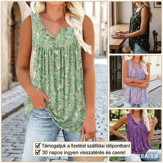 🌸Spring Hot Sale 50% OFF!!🌸💃Women's Printed Button Sleeveless Top