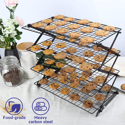 🍪 3/4-Tier Collapsible Cooling Rack – Expand to Bake, Collapse to Save Space!
