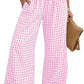 ⏳LAST DAY SALE 50% OFF!🎁Striped Gingham Wide Leg Pants High Waisted With Pockets