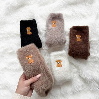 🎄2025 Christmas Sale🎅🐮Fuzzy Highland Cow Socks