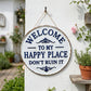 🏡Final Hours Flash Sale ￡7.99!!⏰Vintage Round Metal Sign – “Welcome to My Happy Place Don’t Ruin It” Garden Wall Decor