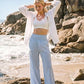 ⏳LAST DAY SALE 50% OFF!🎁Striped Gingham Wide Leg Pants High Waisted With Pockets