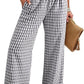 ⏳LAST DAY SALE 50% OFF!🎁Striped Gingham Wide Leg Pants High Waisted With Pockets