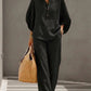 🔥 49% OFF🔥Women's Batwing Sleeve Linen Cotton Two-Piece Set – Casual Shirt & Wide Leg Pants Outfit