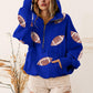 💕Hot sale 49% OFF💖Women's Game Day Football Sequin Zip Hoodie with Pocket