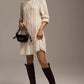 🔥Limited Hot Sale 50% OFF🎁🧥Women Crewneck Cable Knit Sweater Mini Dress