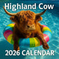 2026 Highland Cow Wall Calendar