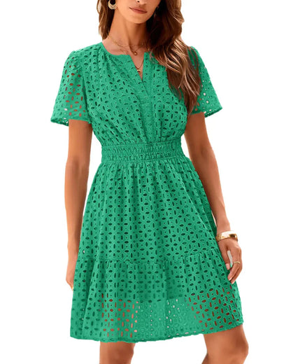 🌊SUMMER HOT SALE 50% OFF 💖Women V Neck Lace A Line Summer Dress