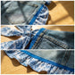 👖 Denim Echo Ruffle Apron – Upcycled Vintage Jean with Floral Lace 🌸 Sustainable Kitchen & Gardening Gift 🧑‍🌾♻️