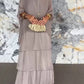 Elegant Round Neck Mesh Floral Layered Dress