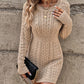 ⏰💃Last Day 50% OFF❄️🖤Women's Winter Plain Round Neck Cable Knit Bodycon Sweater Dress