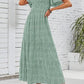 🌷LAST DAY SALE 50% OFF!!💥2026 Summer Casual Floral Print Short Flutter Sleeve Crew Neck Smocked High Waist Flowy Maxi Dress