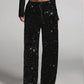 🎅LAST DAY SALE 50% OFF💖Women's Sequin Sparkle Wide Leg Pants with Elastic Waistband