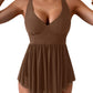 🏖️Summer Hot Sale 60% OFF🌼Women's One Piece Swim Dress Swimsuit Tummy Control Mesh Swimdress