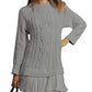 🔥Limited Hot Sale 50% OFF🎁🧥Women Crewneck Cable Knit Sweater Mini Dress