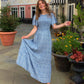 🌷LAST DAY SALE 50% OFF!!💥2026 Summer Casual Floral Print Short Flutter Sleeve Crew Neck Smocked High Waist Flowy Maxi Dress
