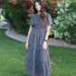 🌷LAST DAY SALE 50% OFF!!💥2026 Summer Casual Floral Print Short Flutter Sleeve Crew Neck Smocked High Waist Flowy Maxi Dress