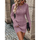 ⏰💃Last Day 50% OFF❄️🖤Women's Winter Plain Round Neck Cable Knit Bodycon Sweater Dress