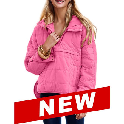 🔥Women's Oversized Hooded Puffer Jacket Quilted Lightweight Winter Warm Pullover Padded Hoodies Coat