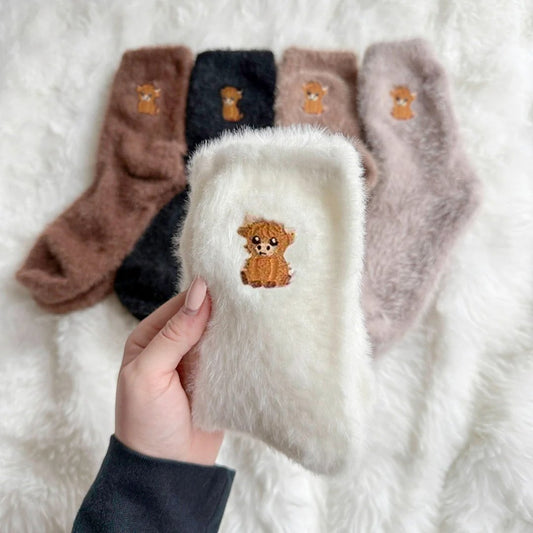 🎄2025 Christmas Sale🎅🐮Fuzzy Highland Cow Socks