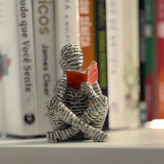 🔥Last Day 49% OFF - Mini Resin Reading Statue – Abstract Thinker Sculpture for Shelf, Desk or Book Nook Decor
