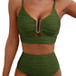 💥LAST DAY 49% OFF💥2 Piece Bikini Set U-Wire Cutout Swimsuit High Waisted Textured