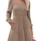 🔥LAST DAY SALE 60% OFF!!💥🍂Womens Square Neck Long Sleeve Fall Dresses Casual Babydoll Sweater Dress🍂