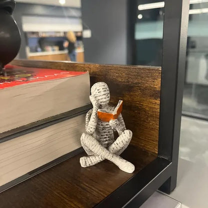 🔥Last Day 49% OFF - Mini Resin Reading Statue – Abstract Thinker Sculpture for Shelf, Desk or Book Nook Decor