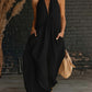 Sleeveless Stand-Collar Solid-Color Maxi Dress