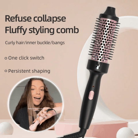 🏆LAST DAY 49% OFF😲2-in-1 Thermo Ionic Hair Straightener & Curler Brush🏅